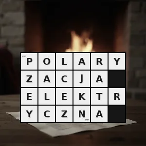 Hasło krzyżówkowe przesunięcie cząstek naładowanych pod wpływem działania zewnętrznego pola elektrycznego powodujące wytworzenie w nim własnego pola elektrycznego - polaryzacja elektryczna – rozwiązanie, synonimy, podpowiedzi i definicje krzyżówkowe